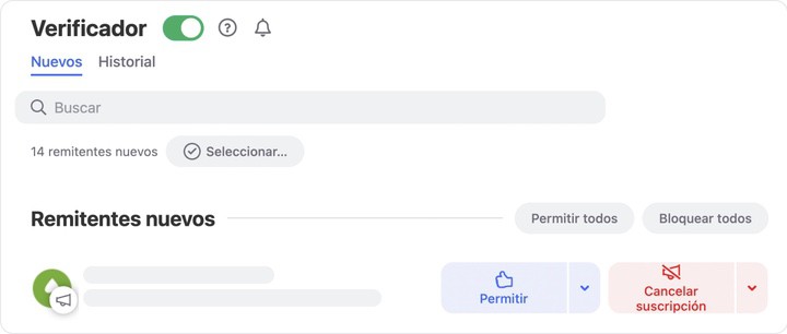 Habilite Screener para detener todo el correo desconocido