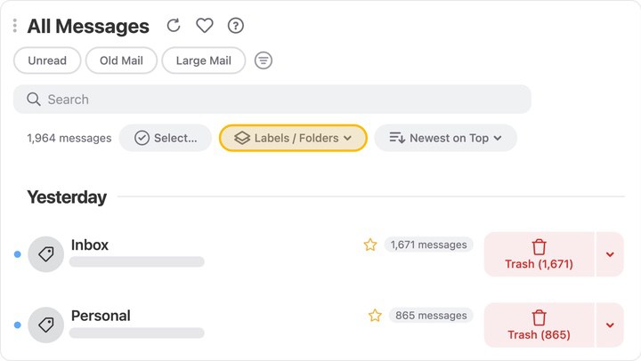 In the All Messages Smart Folder, you could group messages by Label