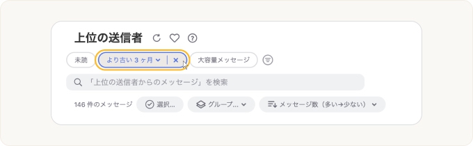 上記の表示を細かく調整し、古いメッセージのみを含めるようにフィルタリングしてください