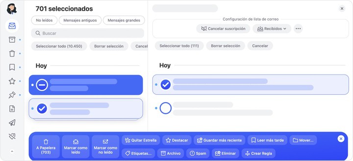 Seleccione los mensajes individuales sobre los que desea actuar