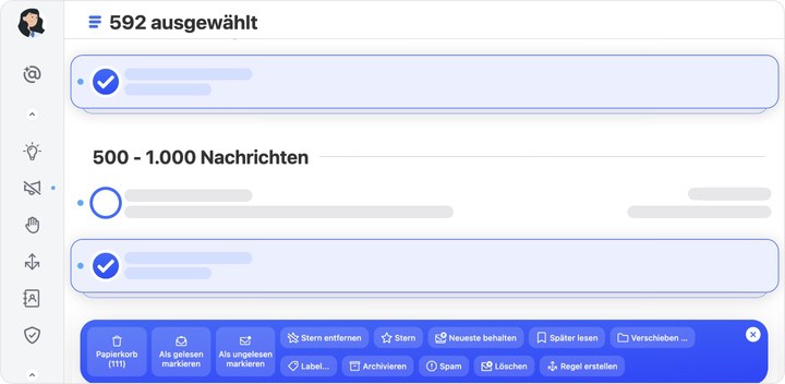 Klicken Sie auf den Kreis neben jeder Gruppe, um weitere Gruppen auszuwählen