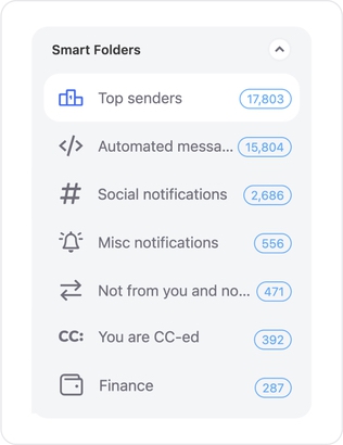 Smart Folders appear in their own section of the sidebar menu