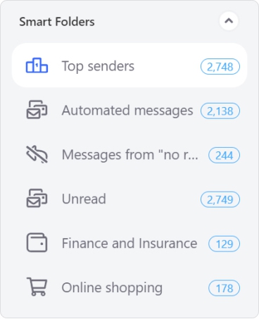 Smart Folders feature in Clean Email