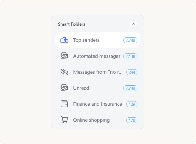 Smart Folders feature in Clean Email