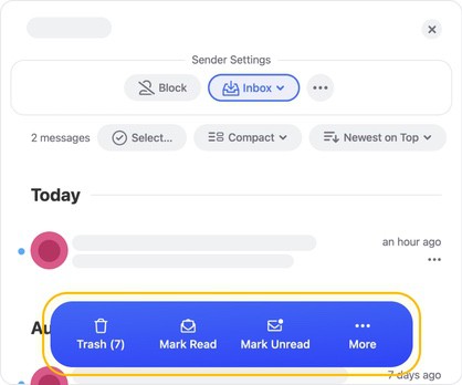Click each blue circle to select one or more message groups