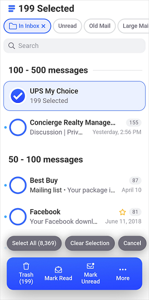 Select one or more groups by tapping the sender icon