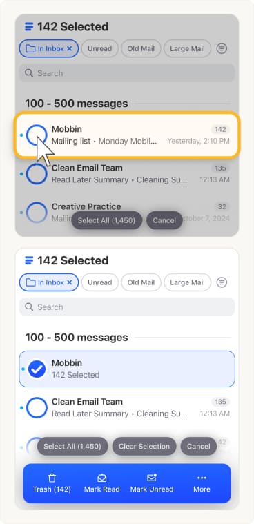 How to Select Messages in the list of message groups