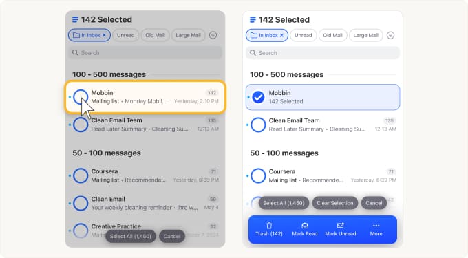 How to Select Messages in the list of message groups