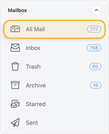 Click the All Mail folder in the left-hand navigation pane