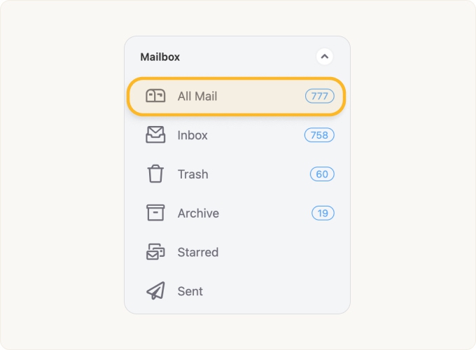 Click the All Mail folder in the left-hand navigation pane