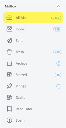 Click the All Mail folder in the left-hand navigation pane