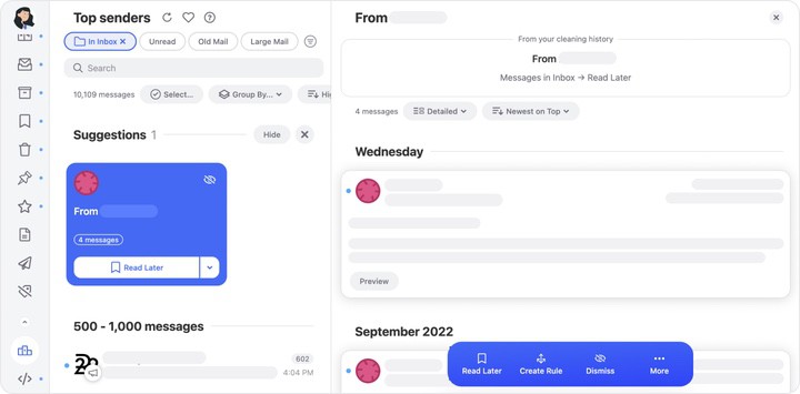 Preview Suggestions in Clean Email