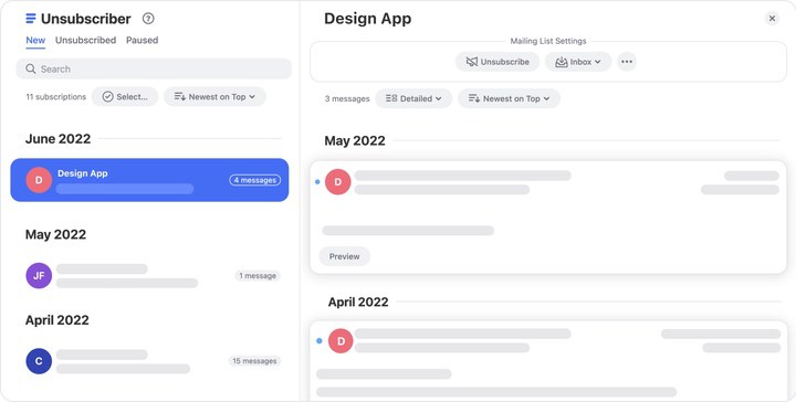 You can now preview messages in the Unsubscriber
