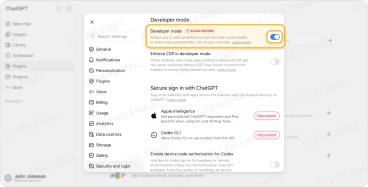 Turn on Developer mode in ChatGPT