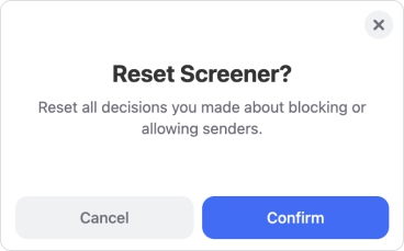 The Reset Screener Decisions? dialog