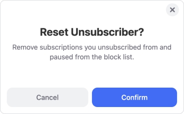 The Reset Unsubscriber? dialog