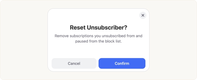 The Reset Unsubscriber? dialog