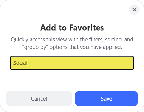 Enter a name for the new favorite and then click Save