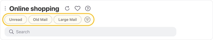 Click Unread, Old Mail, or Large Mail to set a filter