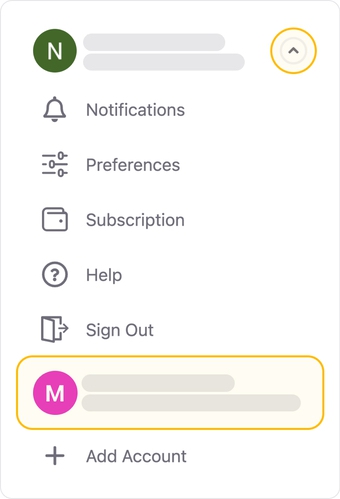 Select a different address from the account menu