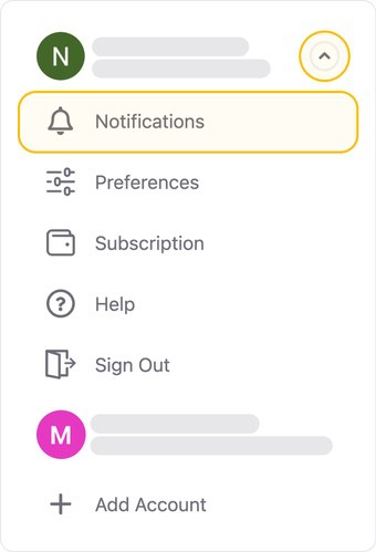 Select Notifications from the drop-down menu