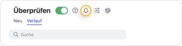 Um Erinnerungen zu aktivieren, klicken Sie auf das Glocken-Symbol oben auf der Überprüfen-Seite