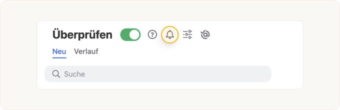 Um Erinnerungen zu aktivieren, klicken Sie auf das Glocken-Symbol oben auf der Überprüfen-Seite