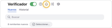 Haga clic en el ícono de campana en la parte superior de la página Verificador