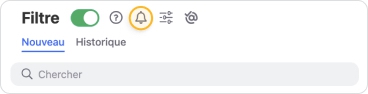Cliquez sur l’icône en forme de cloche dans la partie supérieure de la page du Filtre