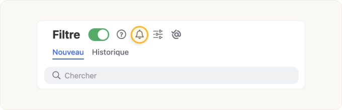 Cliquez sur l’icône en forme de cloche dans la partie supérieure de la page du Filtre