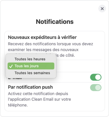 Dans le menu déroulant sous la description, vous pouvez définir la fréquence des rappels