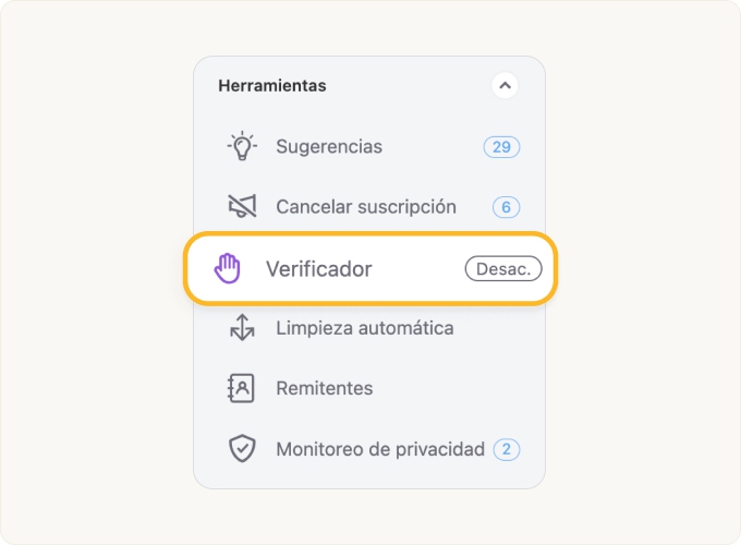 Para empezar, haz clic en el botón Verificador