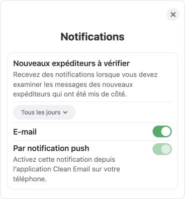 La page des Notifications Cherchez la section Nouveaux expéditeurs à vérifier