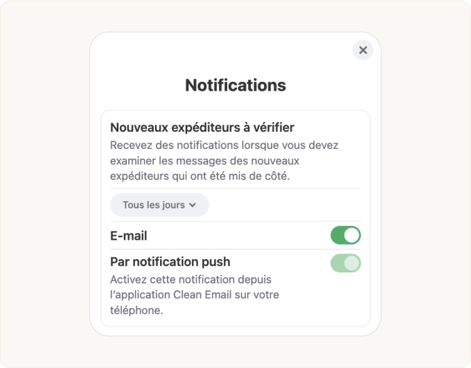 La page des Notifications Cherchez la section Nouveaux expéditeurs à vérifier