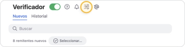 Haga clic en el icono de configuración en la parte superior de la página de Verificador