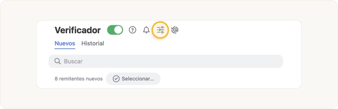 Haga clic en el icono de configuración en la parte superior de la página de Verificador