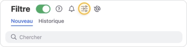 Cliquez sur l’icône des paramètres dans la partie supérieure de la page du Filtre