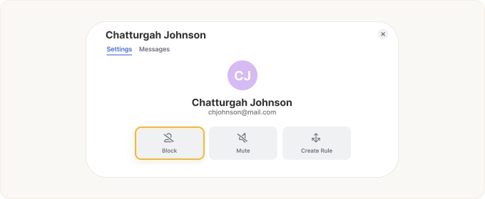 Blocking a Sender via the Advanced Sender Settings