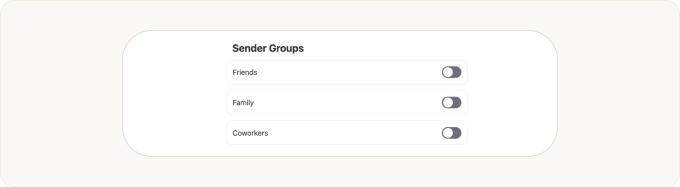 The Sender Groups dialog