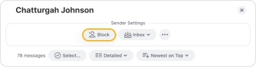 Block a sender message