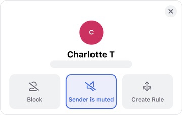 To unmute the sender, simply click the Muted button