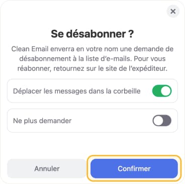 Cliquer sur le bouton Se désabonner