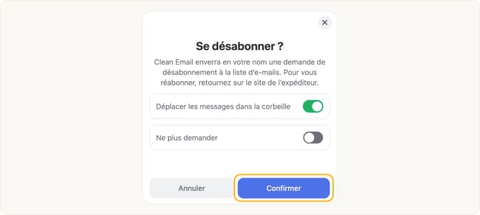 Cliquer sur le bouton Se désabonner