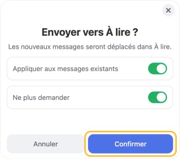 En choisissant cette option, une fenêtre de confirmation s’affichera