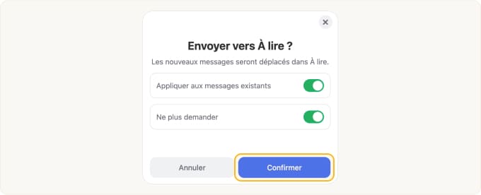En choisissant cette option, une fenêtre de confirmation s’affichera