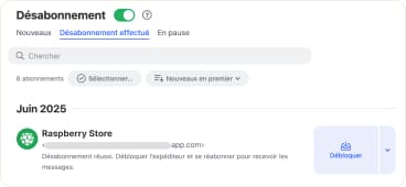 Rechercher toutes les listes de diffusion désabonnées