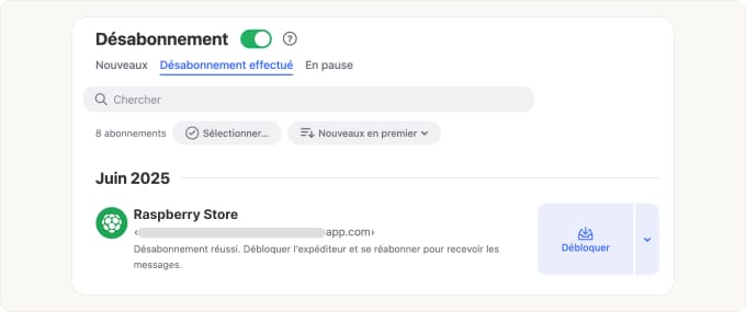 Rechercher toutes les listes de diffusion désabonnées