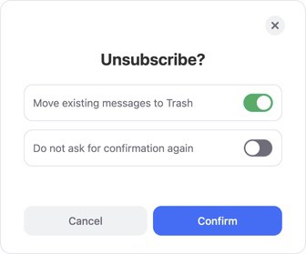 The Unsubscribe? confirmation dialog appears