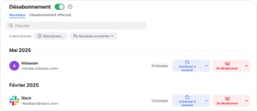 L'interface principale de désabonnement