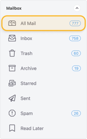 Select the All Mail folder